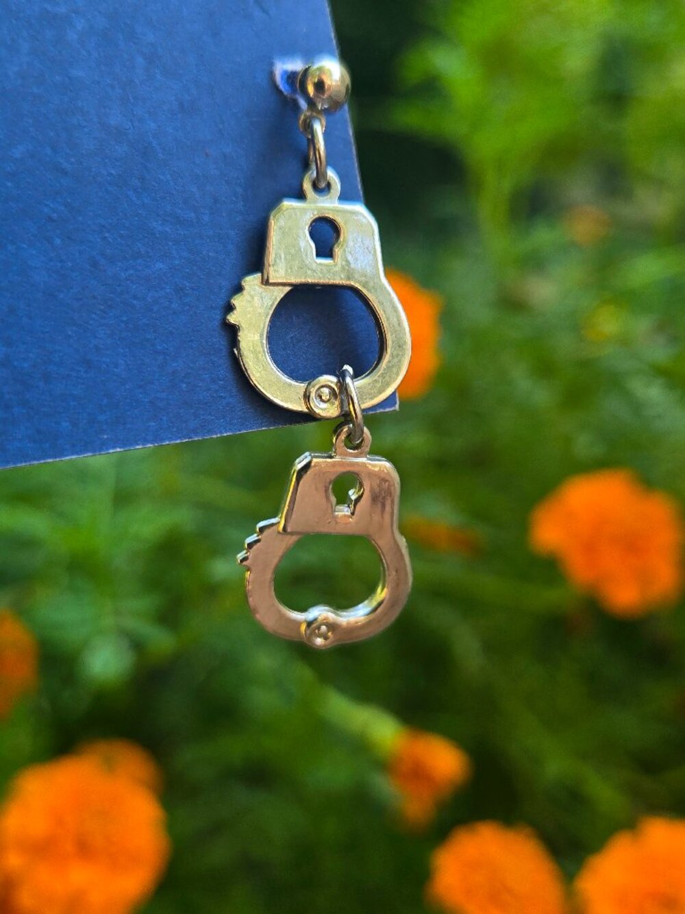 New Hypoallergenic Stainless Steel Handcuff Dangle Earrings - Tarnish Free - Picture 4 of 4